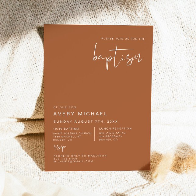 CORIANDER Boho Terracotta and Rust Desert Baptism Invitation (Creator Uploaded)