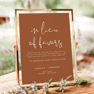 CORIANDER Boho Terracotta Lieu of Favours Wedding Poster