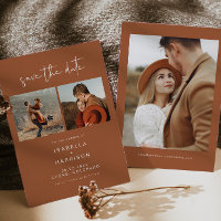 CORIANDER Boho Terracotta Photo Save the Date