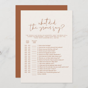 CORIANDER Boho What Did The Groom Say Bridal Game Invitation