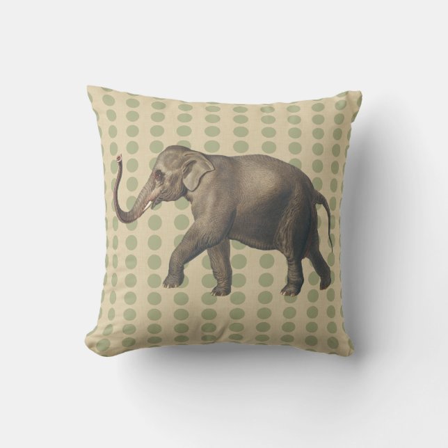 Coriander Spice Moods Dots with Elephant Cushion (Front)