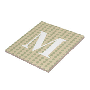 Coriander Spice Moods Dots with monogram Ceramic Tile