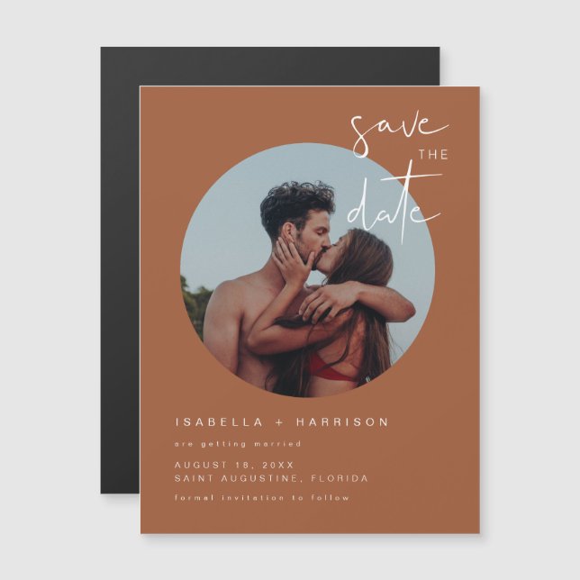 CORIANDER Terracotta Photo Save the Date Magnet (Front/Back)