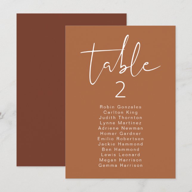 CORIANDER Vertical Modern Boho Table Seating Card (Front/Back)