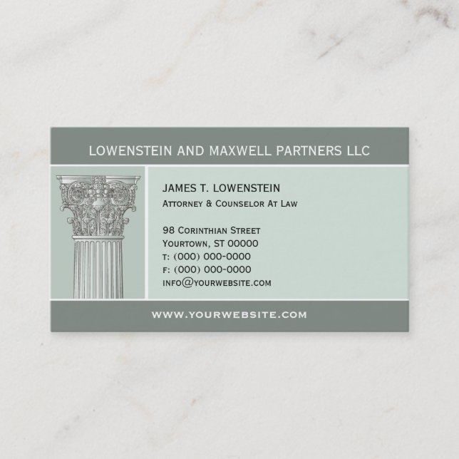 Corinthian Column Attorney Business Card (Front)