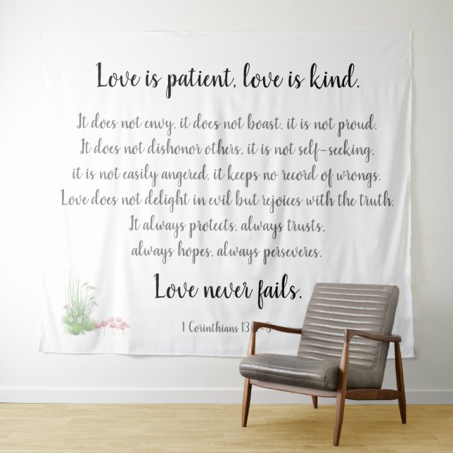 Corinthians Verse, Love is Patient (with poppies) Tapestry (In Situ (Horizontal))