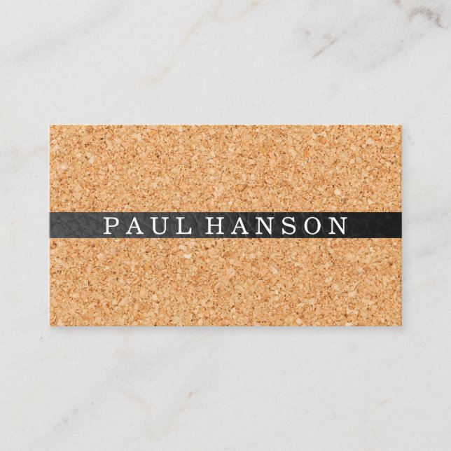 Cork and Leather Trim Accent Business Card (Front)
