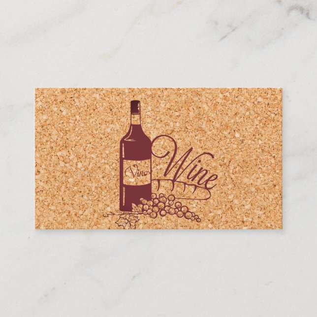 Cork and Wine Bottle Vino Business Card (Front)