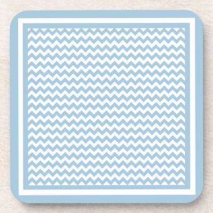 Cork Coaster or Table Mat, Blue and White Chevrons