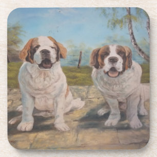 Cork Coaster Set Ann Hayes Two St Bernards