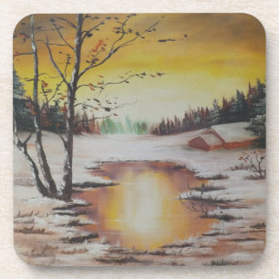 Cork Coaster Set Ann Hayes Winter Scene