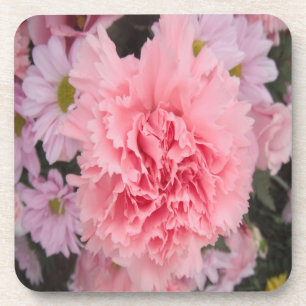 Cork Coaster Set Pink Carnation Beauty