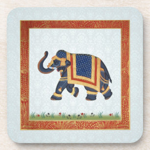 Cork Coaster white grey blue red gold Elephant