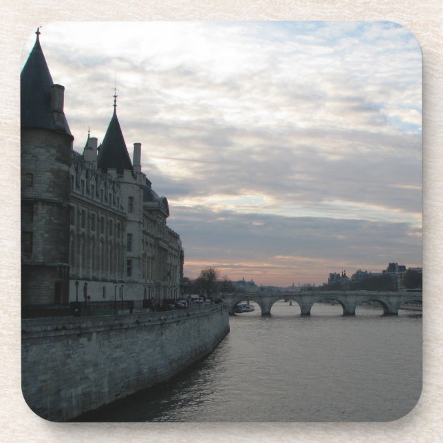 Cork Coaster with beautiful sunset in Paris (Front)