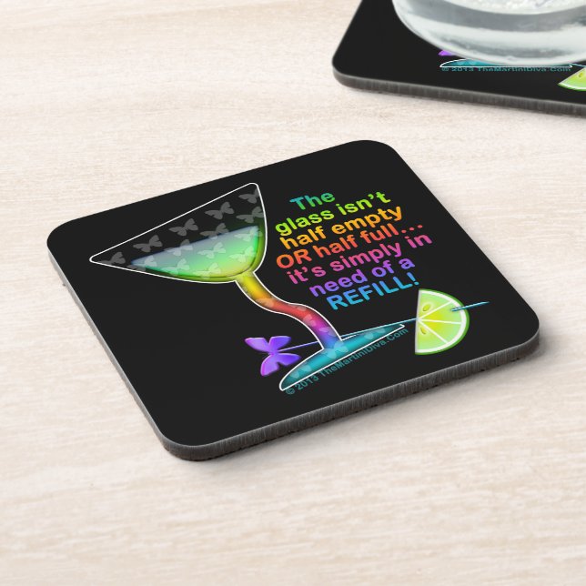 CORK COASTERS - GLASS HALF FULL (Left Side)