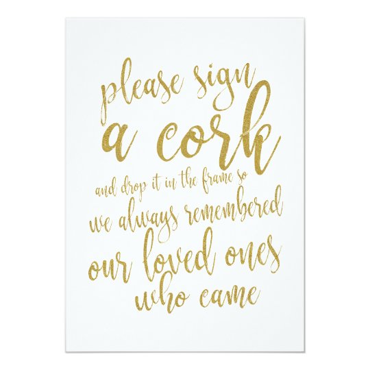 Cork Guest Book Affordable Gold Wedding Sign Card