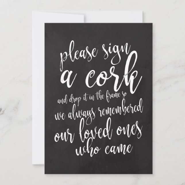 Cork Guest Book Chalkboard Wedding Sign (Front)
