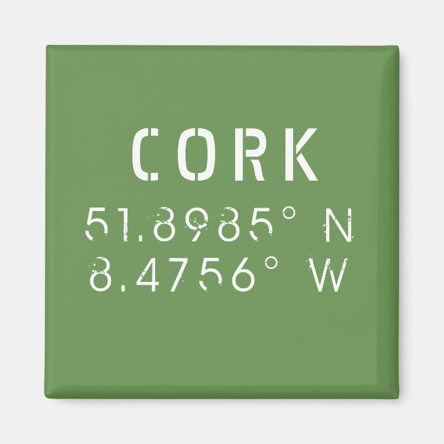 Cork Ireland Longitude Latitude Magnet (Front)
