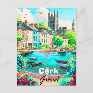 Cork Ireland Travel Postcard Art, Ireland Travel P