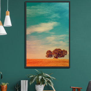 Cork Oak and Dolmen in a rural field Poster