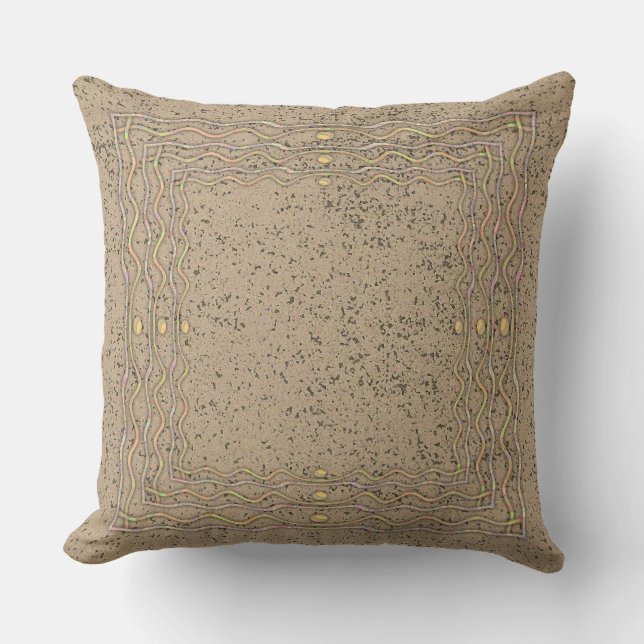 Cork Pattern with Wavy Lines Cushion (Front)
