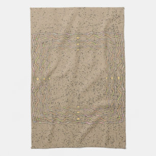 Cork Pattern with Wavy Lines Tea Towel