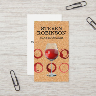 Cork Print   Red Wine Glass and Stain Business Card
