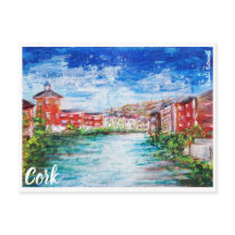 Cork, River Lee painting postcard