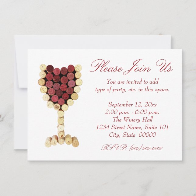 Cork Wine Glass Invitations (Front)