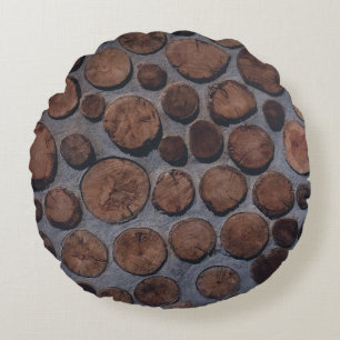 Cork wood decors round cushion