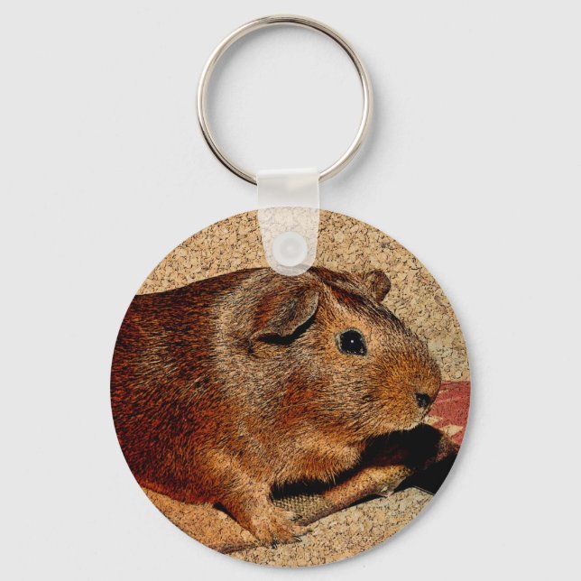 Corkboard Look Guinea Pig Key Ring (Front)