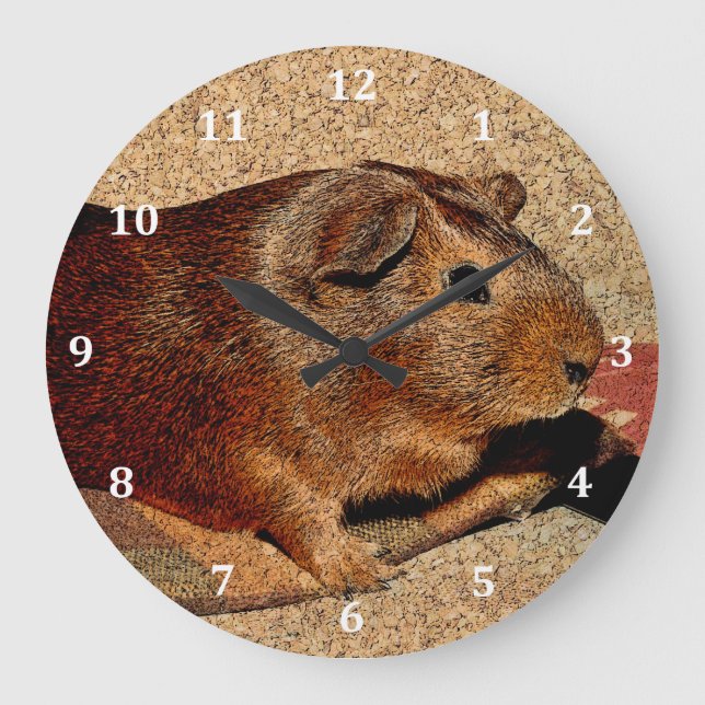 Corkboard Look Guinea Pig Large Clock (Front)