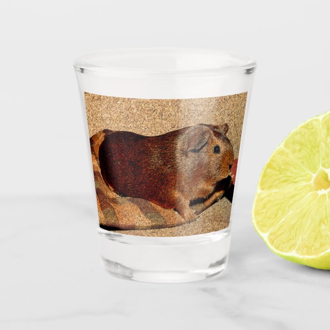 Corkboard Look Guinea Pig Shot Glass (Front)