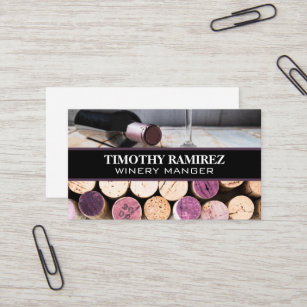 Corks   Wine Bottle and Glass Business Card