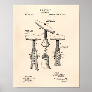 Corkscrew 1883 Patent Art - Old Peper Poster