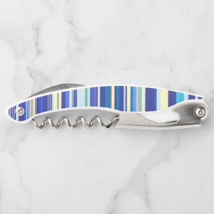 Corkscrew Bottle Opener Blue Stripe