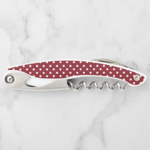 Corkscrew Bottle Opener Red and White Polkadot