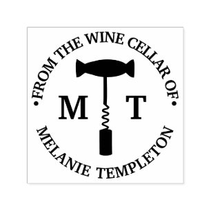 Corkscrew “From the Wine Cellar of” Name 2 Initial Self-inking Stamp