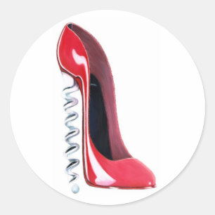 Corkscrew Heel Red Stiletto Shoe Art Classic Round Sticker