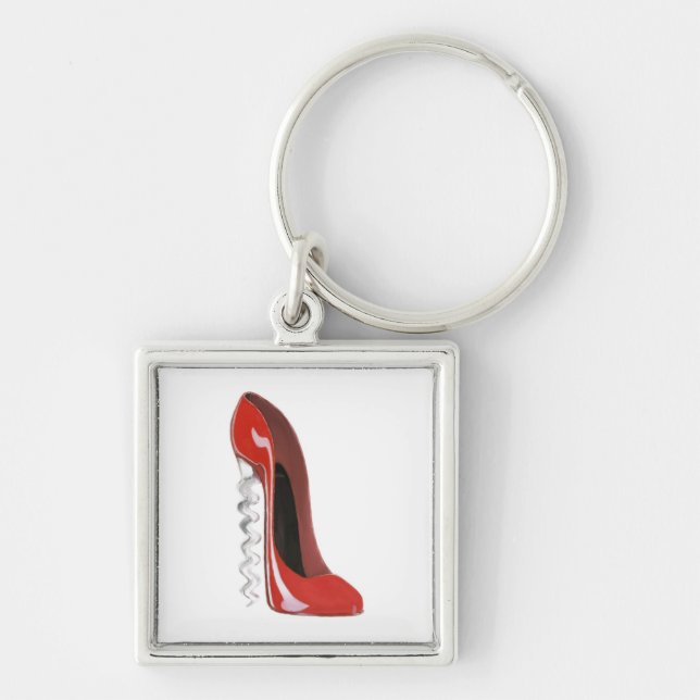 Corkscrew Heel Red Stiletto Shoe Key Ring (Front)