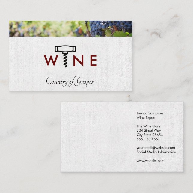 Corkscrew Logo | Vineyard  Business Card (Front/Back)