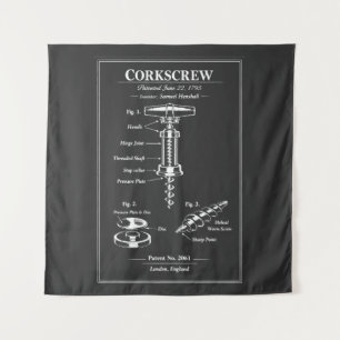 Corkscrew Patent Diagram Retro Tapestry