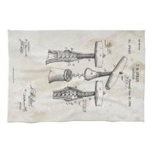 Corkscrew Patent Print 1883 Towel
