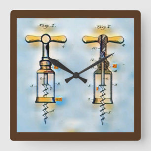 Corkscrew Patent Wine Wall Clock