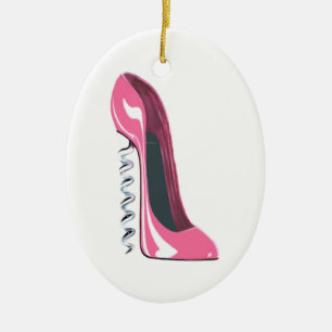Corkscrew Pink Stiletto Shoe Ornament