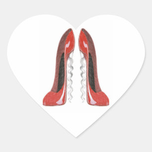 Corkscrew Red Stiletto Shoes heart sticker