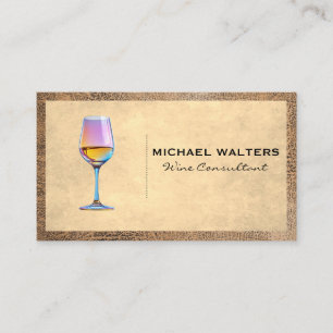 Corkscrew Worn Brown Leather Trim Business Card