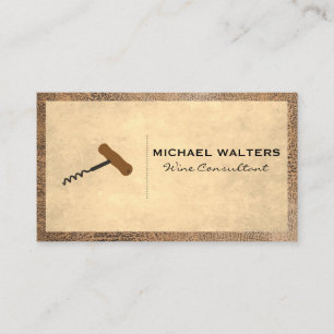 Corkscrew Worn Brown Leather Trim Business Card