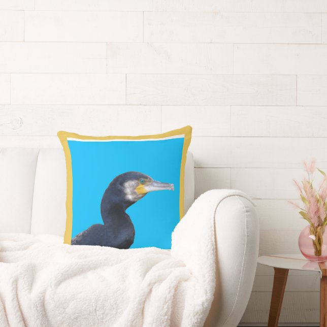 Cormorant Close Up Throw Pillow (Couch)