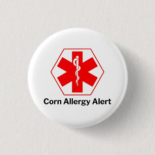 Corn Allergy Alert 3 Cm Round Badge